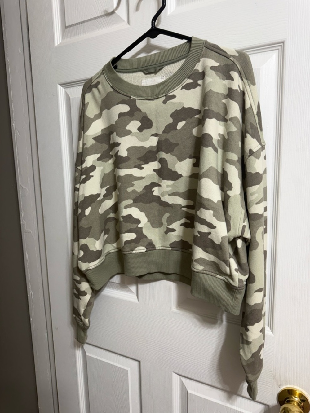 aerie Olive Green Cropped Crewneck Sweatshirt